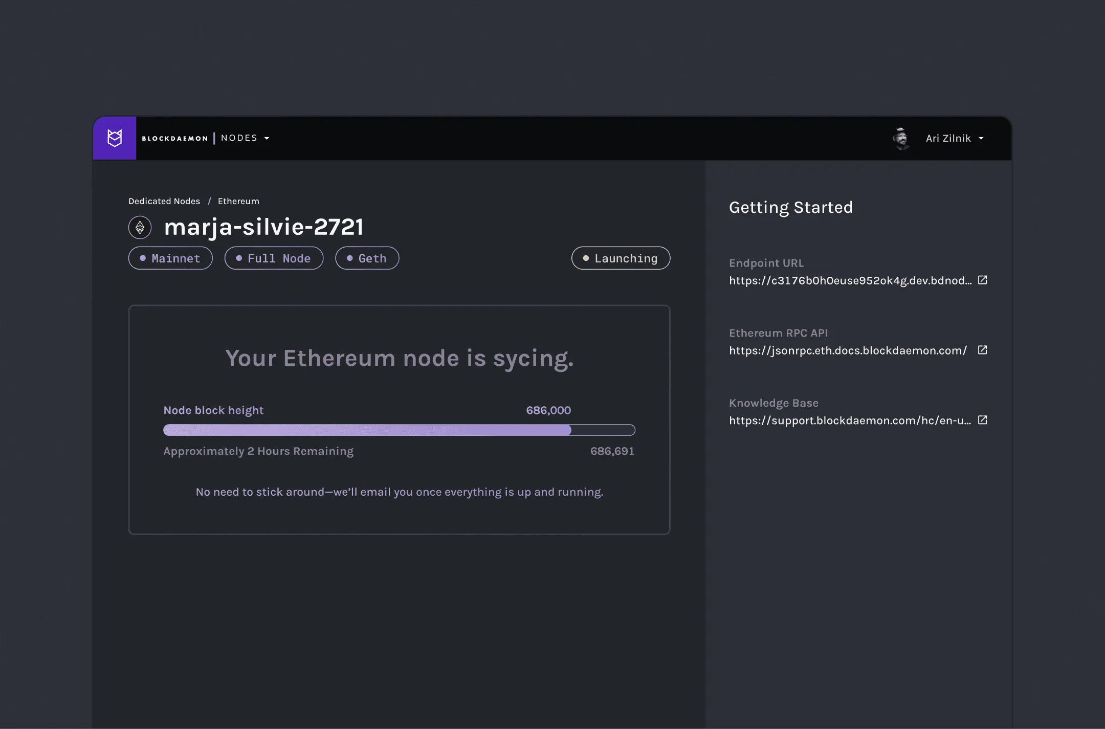 Configuration detail view with resource sizing and regional settings