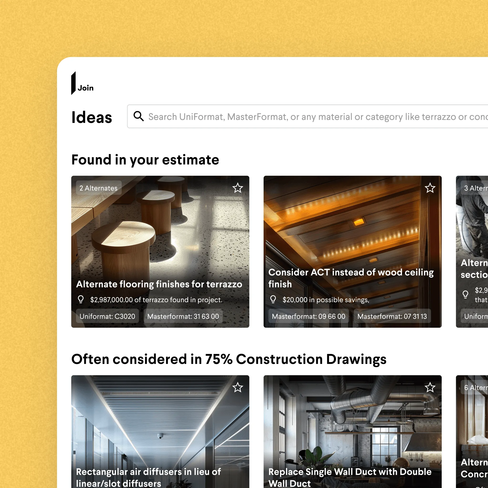 Join Ideas, an AI-powered material recommendation engine for construction estimates