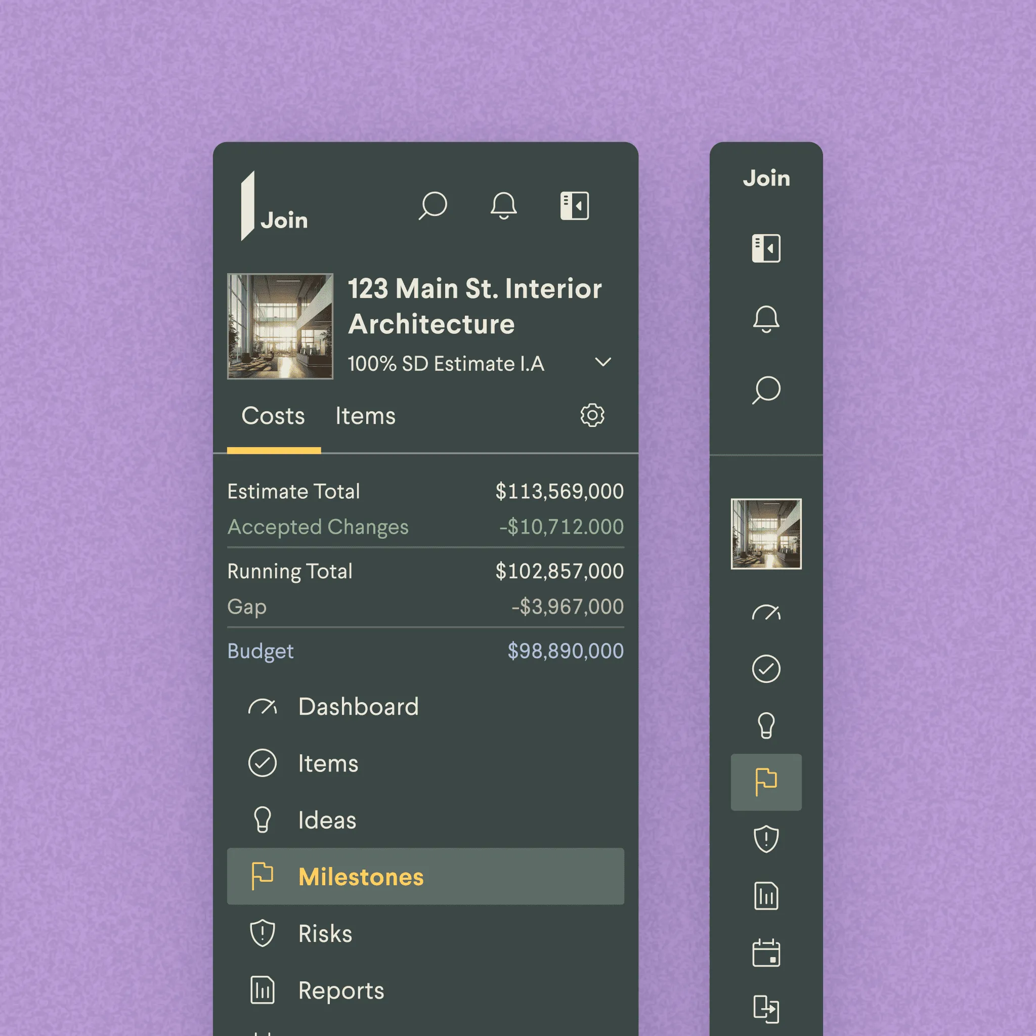 Join's redesigned project-first navigation with zoom-in and zoom-out rhythm
